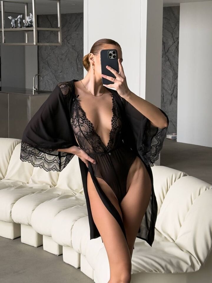 MİDNIGHT Sabahlık / Bodysuit Set